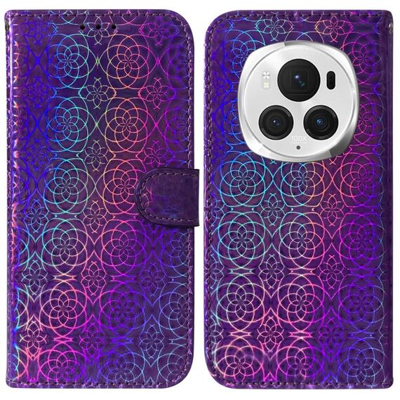 Custodia per telefono in pelle con fibbia magnetica colorata per Honor Magic6 Pro (viola)