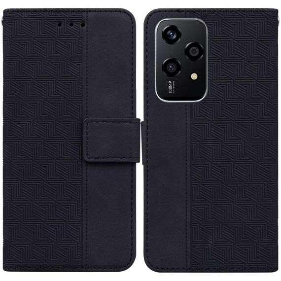 Custodia per telefono in pelle goffrata geometrica globale per Honor 200 Lite (nera)