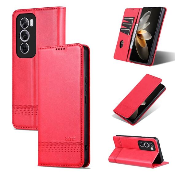 Per OPPO Reno12 Pro Global AZNS Custodia magnetica in pelle di vitello con vibrazione (Rosso)