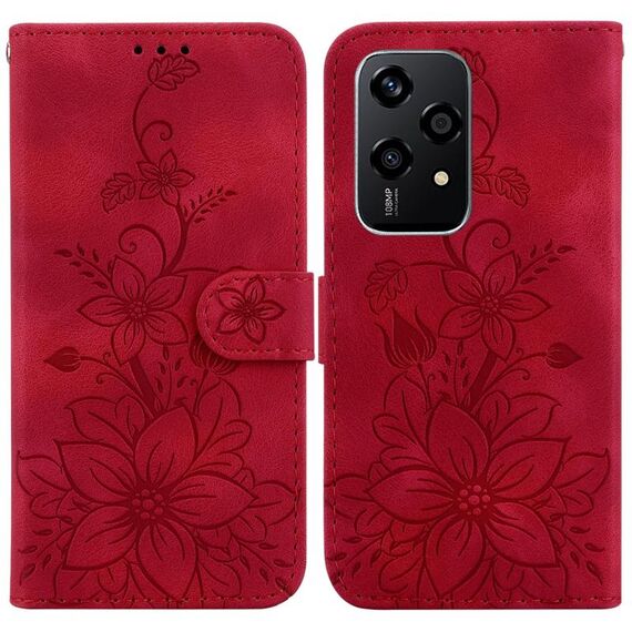 Custodia per telefono in pelle goffrata Global Lily per Honor 200 Lite (rossa)