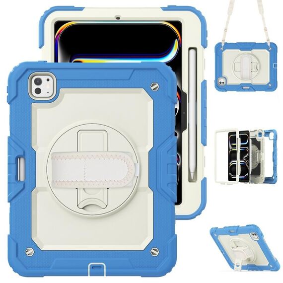 Per iPad Pro 11 2024 Custodia protettiva in silicone + tablet PC (crema+blu navy)