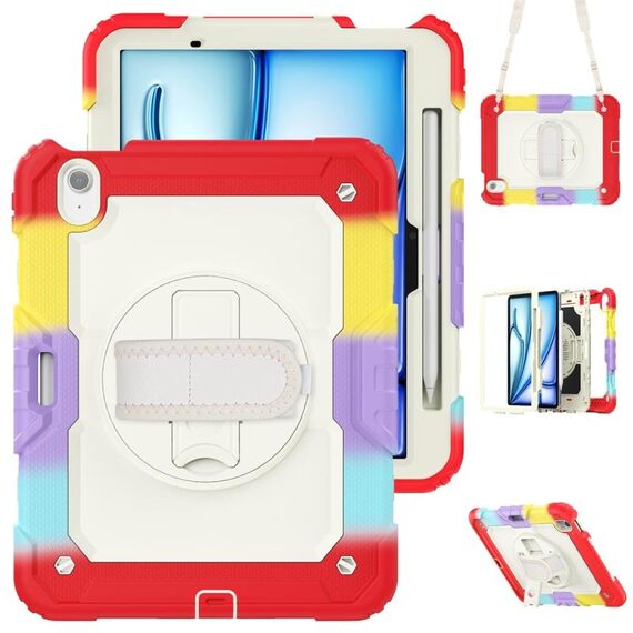 Per iPad Air 11 2024 Custodia protettiva in silicone + tablet PC (arcobaleno rosso)