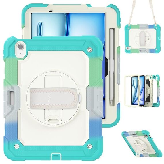 Per iPad Air 11 2024 Custodia protettiva in silicone + tablet PC (blu arcobaleno)