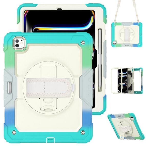 Per iPad Pro 13 2024 Custodia protettiva in silicone + tablet PC (blu arcobaleno)