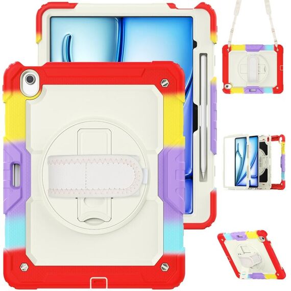 Per iPad Air 13 2024 Custodia protettiva in silicone + PC per tablet (rosso arcobaleno)