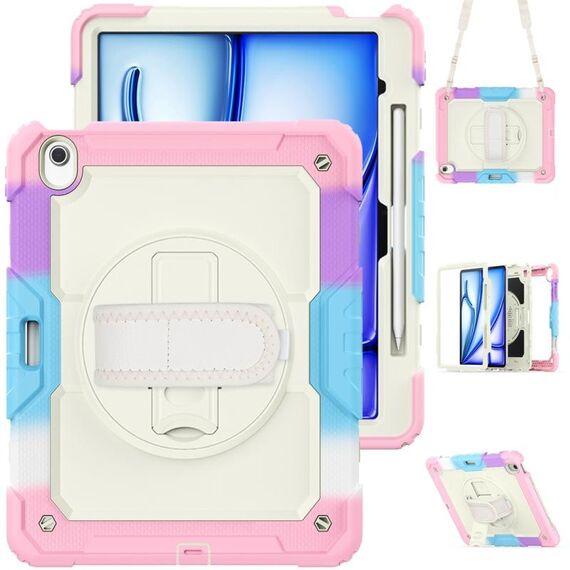 Per iPad Air 13 2024 Custodia protettiva in silicone + tablet PC (rosa arcobaleno)