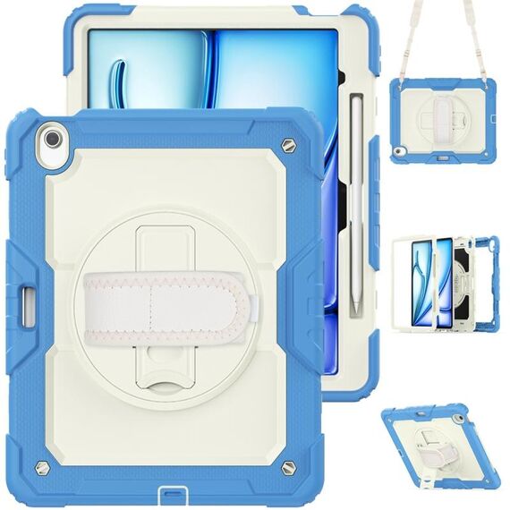 Per iPad Air 13 2024 Custodia protettiva in silicone + tablet PC (crema+blu navy)