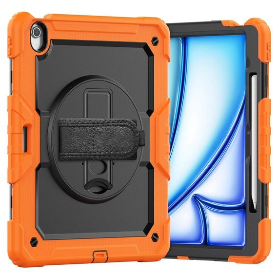 Per iPad Air 13 2024 Custodia tablet PC ibrida in silicone con tracolla (arancione)