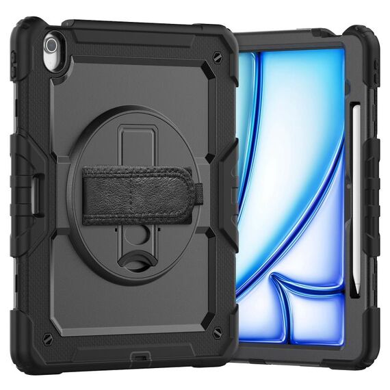 Custodia per tablet PC ibrida in silicone per iPad Air 13 2024 con tracolla (nera)