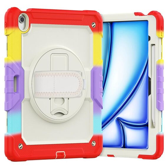 Custodia per tablet PC ibrida in silicone per iPad Air 13 2024 con tracolla (rosso mimetico)