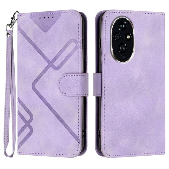 Custodia per cellulare in pelle con motivo Skin Feel per Honor 200 Pro Line (viola chiaro)