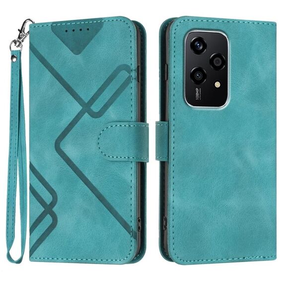 Per Honor 200 Lite Custodia per cellulare in pelle con motivo Global Line Skin Feel (azzurro)