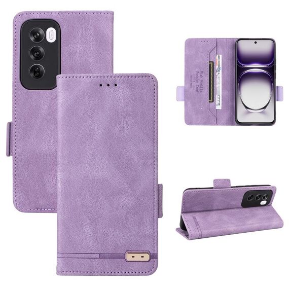 Per la custodia del telefono in pelle con chiusura magnetica globale OPPO Reno12 Pro (viola)