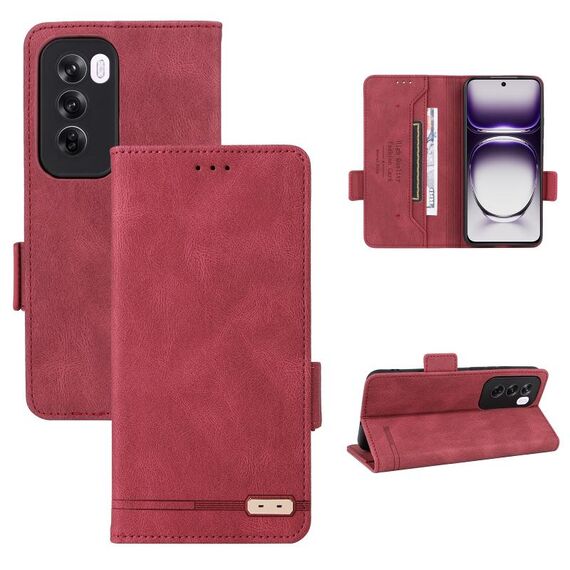 Per OPPO Reno12 Pro Custodia per telefono in pelle con chiusura magnetica globale (rosso)