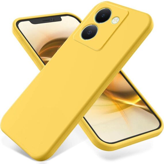 Custodia per telefono a copertura totale antigoccia in silicone liquido tinta unita per vivo Y27s (gialla)