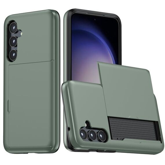 Per Samsung Galaxy S23 FE 5G Custodia per telefono antiurto con slot per schede (verde scuro)