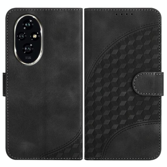 Per Honor 200 Pro YX0060 Custodia in pelle per telefono con testa di elefante in rilievo con cordino (nero)