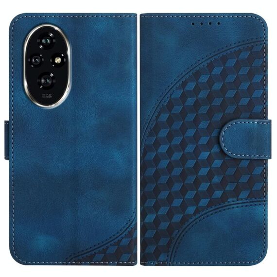 Per Honor 200 Pro YX0060 Custodia in pelle per telefono con testa di elefante in rilievo con cordino (blu reale)