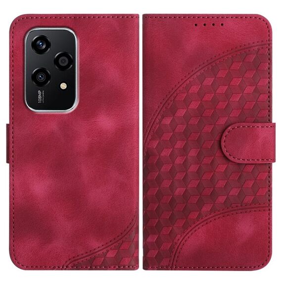 Per Honor 200 Lite Global YX0060 Custodia in pelle per telefono con testa di elefante in rilievo con cordino (rosa rossa)