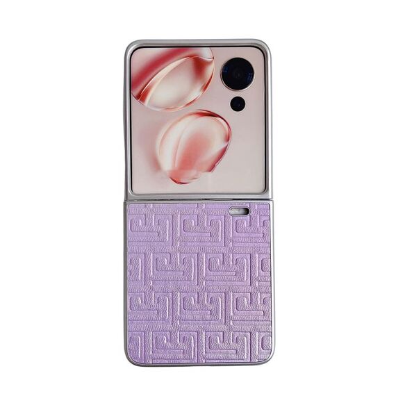 Custodia per telefono in pelle geometrica sfumata con vernice perlescente For Honor Magic V Flip (viola)