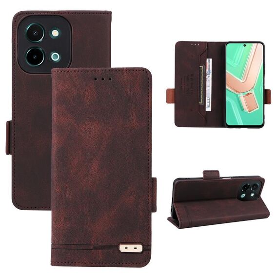 Custodia per telefono in pelle con chiusura magnetica per vivo Y28 4G (marrone)