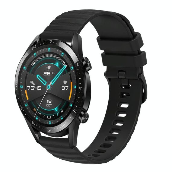 Per Huawei GT2 46mm 22mm cinturino in silicone tinta unita con motivo a pois ondulato (nero)