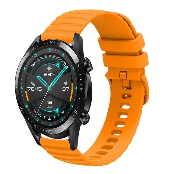 Per Huawei GT2 46mm 22mm cinturino in silicone tinta unita con motivo a pois ondulato (giallo)