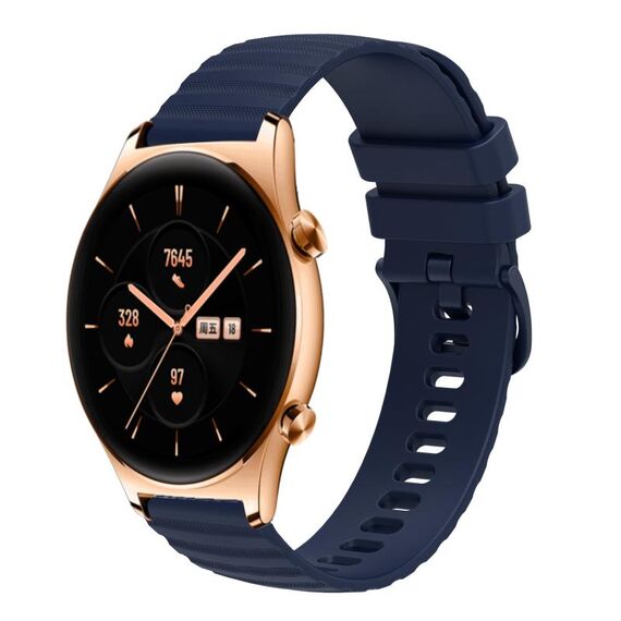 For Honor Watch GS 3 22mm Cinturino in silicone a tinta unita con motivo a pois ondulato (blu navy)