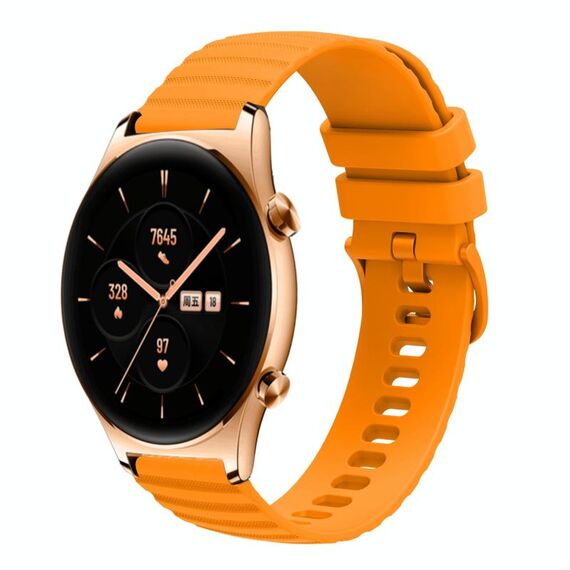 For Honor Watch GS 3 22mm Cinturino in silicone tinta unita con motivo a pois ondulato (giallo)