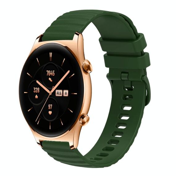 For Honor Watch GS 3 Cinturino per orologio in silicone tinta unita con motivo a punti ondulati da 22 mm (verde militare)