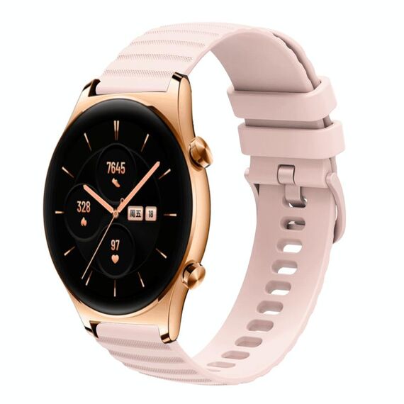 For Honor Watch GS 3 22mm Cinturino in silicone a tinta unita con motivo a punti ondulati (rosa)