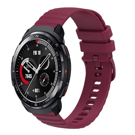 Cinturino per orologio in silicone tinta unita con motivo a punti ondulati da 22 mm per Honor Watch GS Pro (rosso vino)