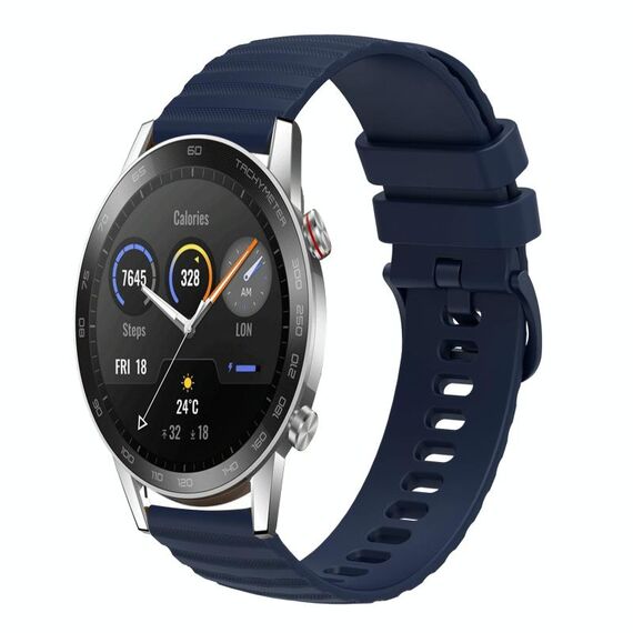 Per Honor Magic Watch 2 46mm 22mm Cinturino in silicone tinta unita con motivo a pois ondulato (blu navy)