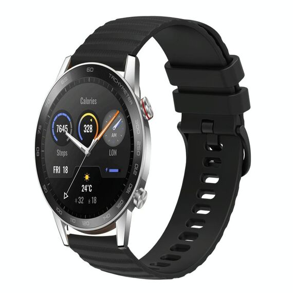 Per Honor Magic Watch 2 46mm 22mm Cinturino in silicone a tinta unita con motivo a punti ondulati (nero)