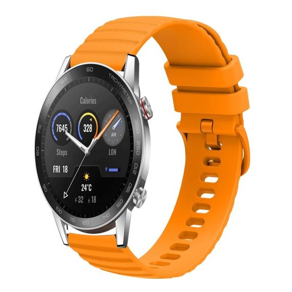 Per Honor Magic Watch 2 46mm 22mm Cinturino in silicone tinta unita con motivo a pois ondulato (giallo)