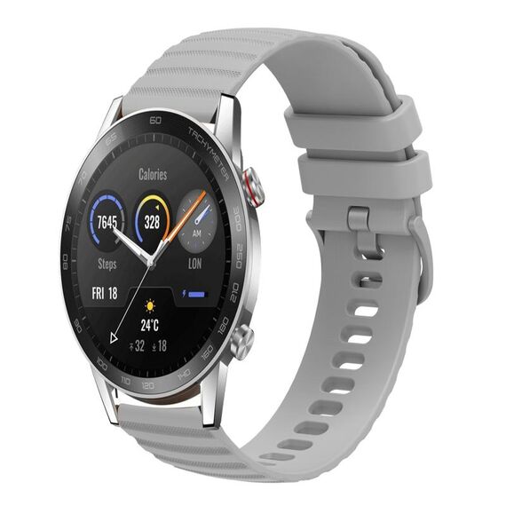For Honor Magic Watch 2 46mm 22mm Cinturino in silicone a tinta unita con motivo a punti ondulati (grigio)