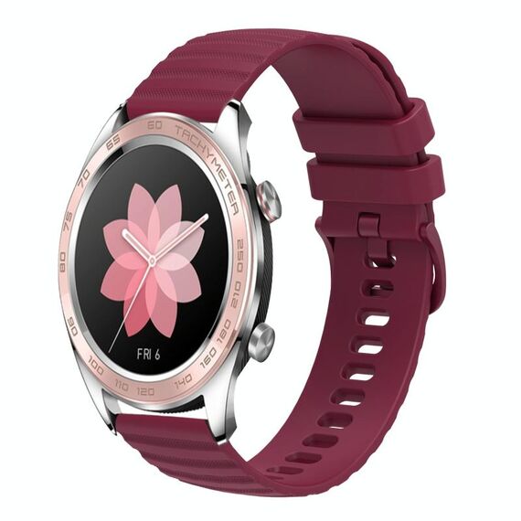 Cinturino per orologio in silicone tinta unita con motivo a punti ondulati da 22 mm For Honor Watch Dream (rosso vino)