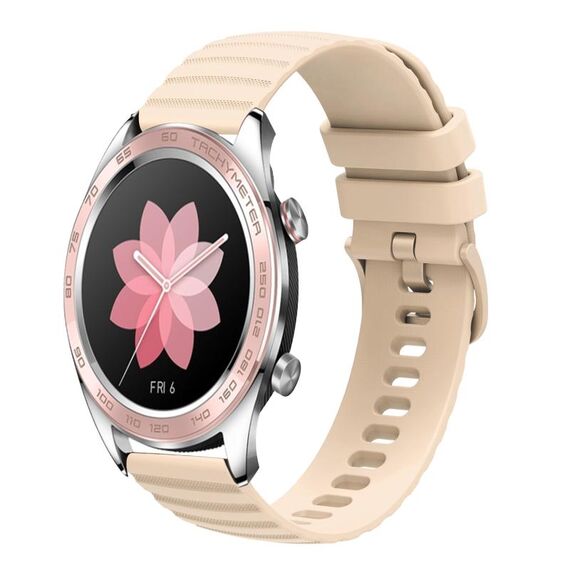 For Honor Watch Dream Cinturino per orologio in silicone tinta unita con motivo a pois ondulato da 22 mm (beige)