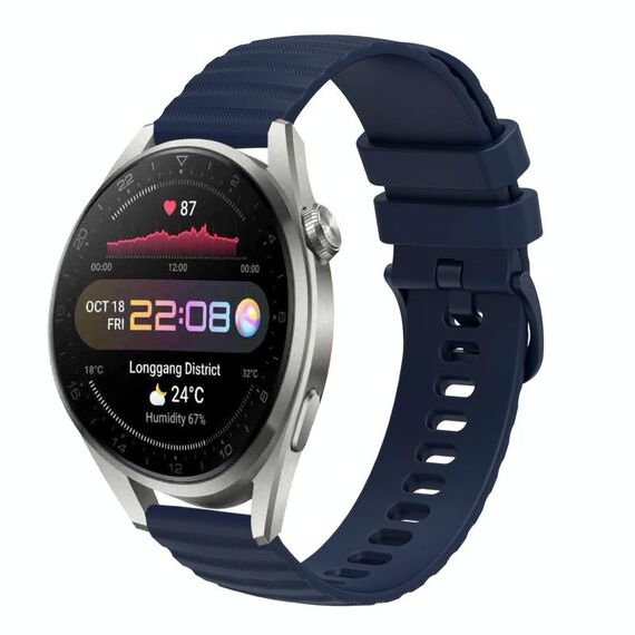Per Huawei Watch 3 Pro Nuovo cinturino in silicone tinta unita con motivo a pois ondulato da 22 mm (blu navy)