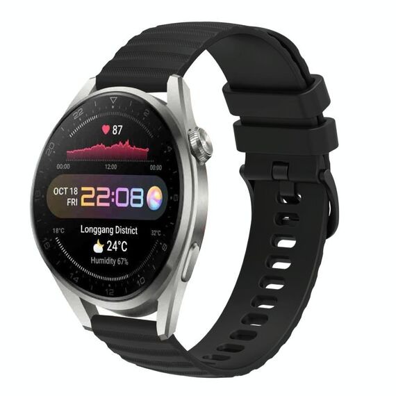 Per Huawei Watch 3 Pro Nuovo cinturino in silicone a tinta unita con motivo a punti ondulati da 22 mm (nero)