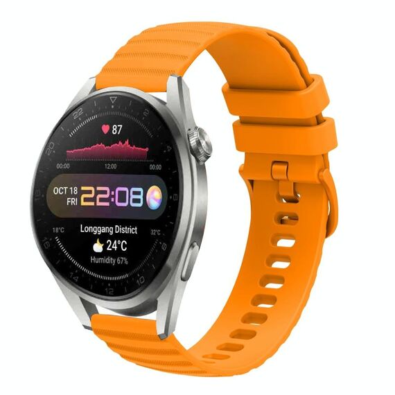 Per Huawei Watch 3 Pro Nuovo cinturino in silicone tinta unita con motivo a pois ondulato da 22 mm (giallo)