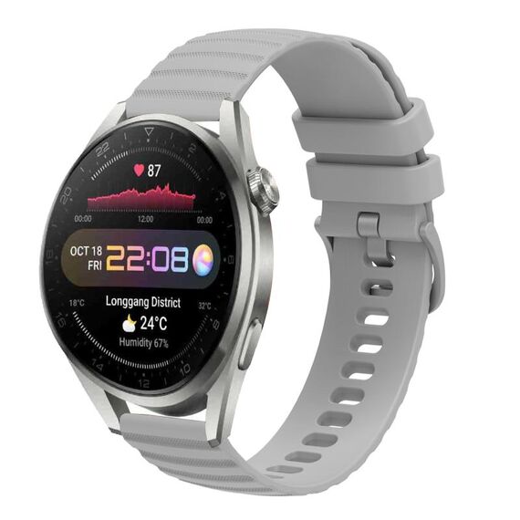 Per Huawei Watch 3 Pro Nuovo cinturino in silicone a tinta unita con motivo a punti ondulati da 22 mm (grigio)