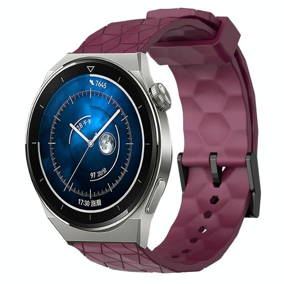 Per Huawei Watch GT3 Pro 43mm 20mm Cinturino in silicone tinta unita con motivo a calcio (rosso vino)