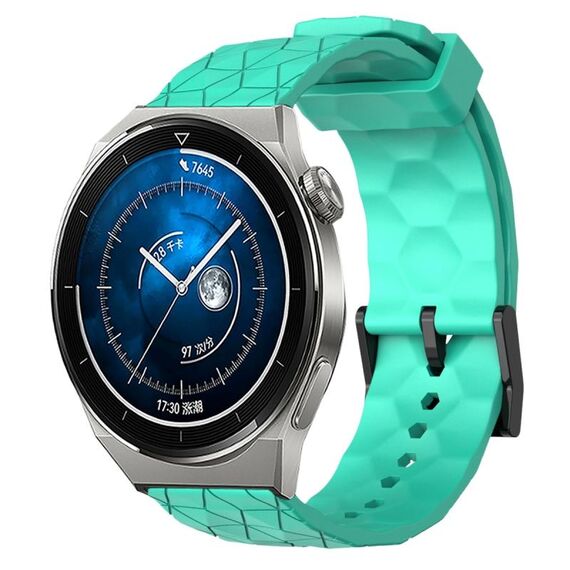 Per Huawei Watch GT3 Pro 43mm 20mm Cinturino in silicone tinta unita con motivo a calcio (verde acqua)