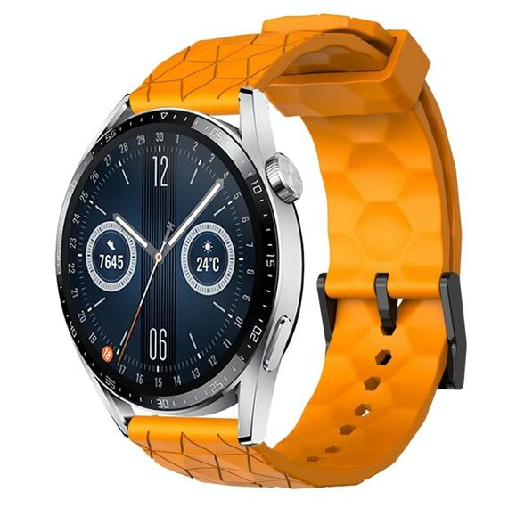 Per Huawei Watch GT3 42mm 20mm Cinturino in silicone tinta unita con motivo a calcio (giallo)