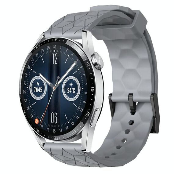 Per Huawei Watch GT3 42mm 20mm Cinturino in silicone a tinta unita con motivo calcio (grigio)