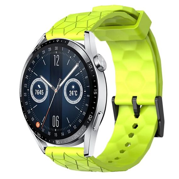 Per Huawei Watch GT3 42mm 20mm Cinturino in silicone tinta unita con motivo a calcio (verde lime)