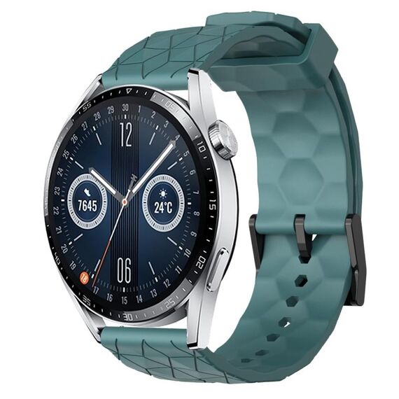 Per Huawei Watch GT3 42mm 20mm Cinturino in silicone tinta unita con motivo a calcio (Rock Cyan)