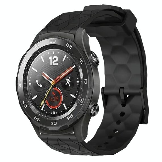 Per Huawei Watch 2 20mm Cinturino per orologio in silicone tinta unita con motivo a calcio (nero)