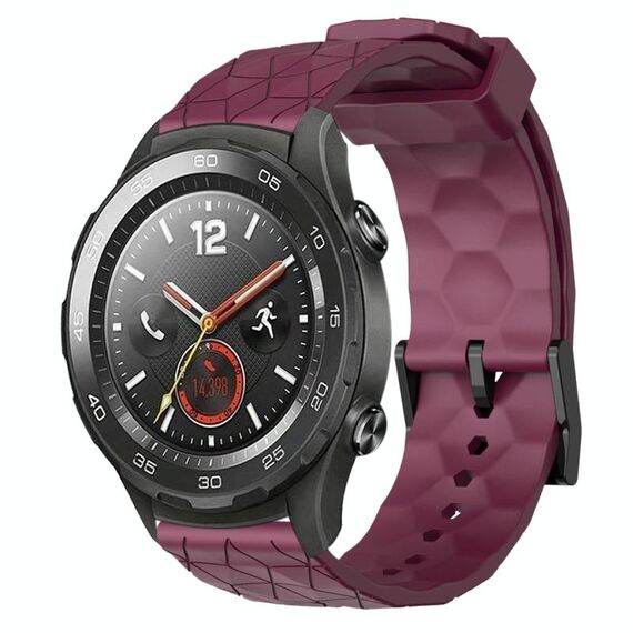 Per Huawei Watch 2 20mm Cinturino in silicone tinta unita con motivo a calcio (vino rosso)